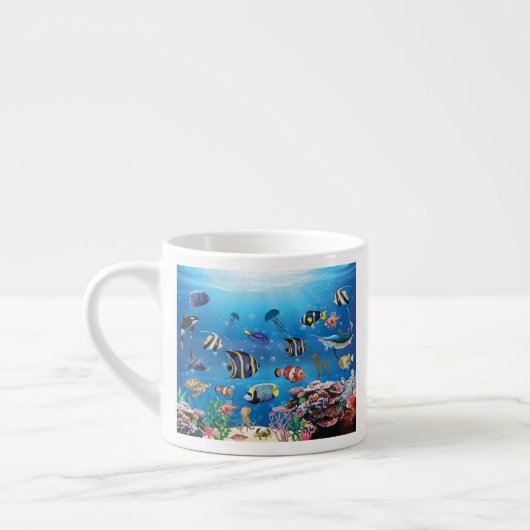 Tropische viszwemmen zeebed espresso kop (Links)