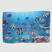 Tropische viszwemmen zeebed golfhanddoek (Horizontaal)