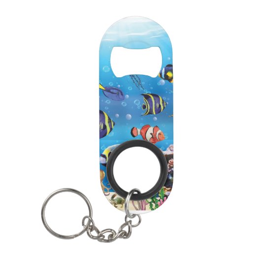 Tropische viszwemmen zeebed mini flessenopener (Voorkant)