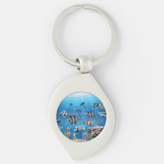 Tropische viszwemmen zeebed sleutelhanger (Voorkant)