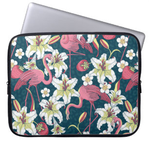 Tropische vlamingoes en naadloze gelilies laptop sleeve
