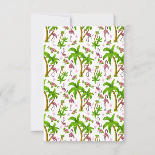 Tropische vlamingos en bloemen sparen de Datum Uit Kaart (Achterkant)