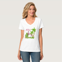 Tropische vlamingos en bloemen T-shirt