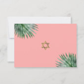 Tropische Vleermuis Mitzvah Goud Script Bloemen Wa RSVP Kaartje (Achterkant)