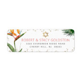 Tropische Vleermuis Mitzvah Gouden Palm Waterverf  Etiket (Voorkant)