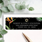 Tropische Vleermuis Mitzvah Zwart Goud Waterverf A Etiket