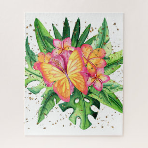 Tropische vlinder & Bloemen Legpuzzel