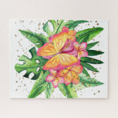 Tropische vlinder en bloemen legpuzzel (Horizontaal)