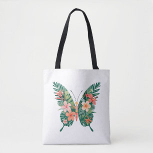 Tropische Vlinder met Floral Wings Island Vibes Tote Bag