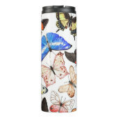 Tropische vlinders: kleurrijk waterverf patroon. thermosbeker (Achterkant)