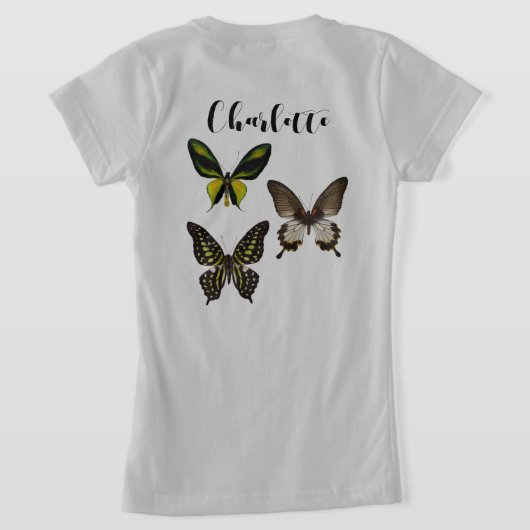 Tropische vlinders personaliseren t-shirt (Laag Achter)