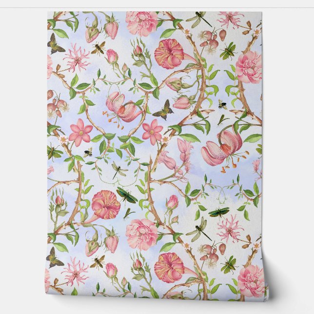 Tropische  Vlinders Tuin Chinoiserie Behang (Afrollen)