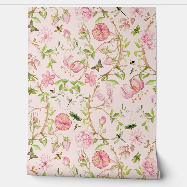 Tropische  Vlinders Tuin Chinoiserie Behang (Afrollen)