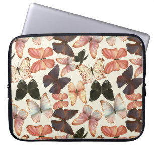 Tropische vlinders: Waterverf naadloos patroon. Laptop Sleeve