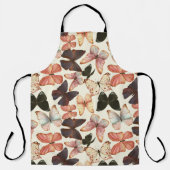 Tropische vlinders: Waterverf naadloos patroon. Schort (Voorkant)