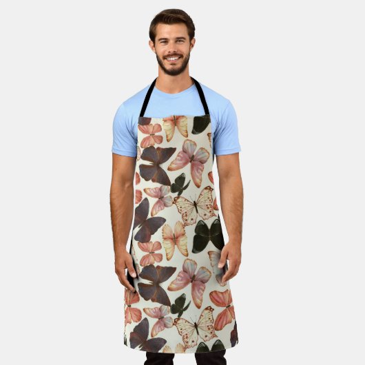 Tropische vlinders: Waterverf naadloos patroon. Schort (Gedragen)