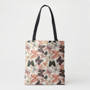Tropische vlinders: Waterverf naadloos patroon. Tote Bag