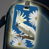 Tropische vogel Blauw & Witte kaketoe Daisy Flower Bagagelabel