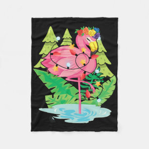 Tropische Vogel Dier Flamingo Xmas Lichtjes Kerstm Fleece Deken