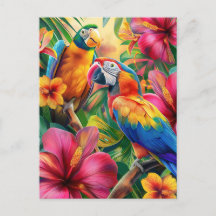 Tropische vogel en bloemen