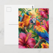 Tropische vogel en bloemen briefkaart (Voorkant / Achterkant)