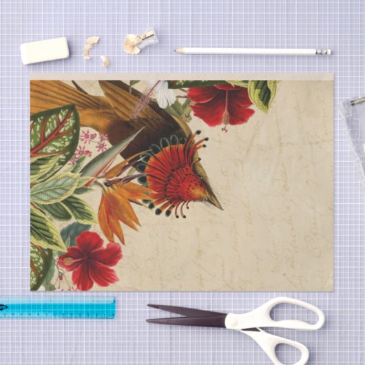  Tropische vogel en bloemen Tissuepapier (Craft)