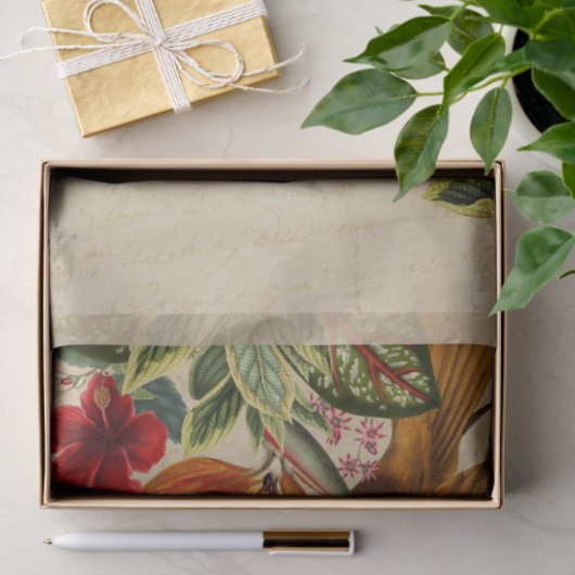  Tropische vogel en bloemen Tissuepapier (Geschenk)