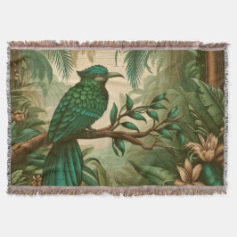 Tropische vogel in weelderig groen Oerwoud 2 Deken