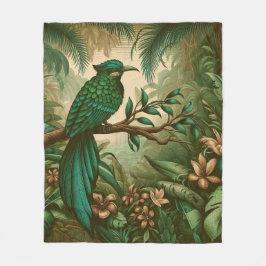 Tropische vogel in weelderig groen Oerwoud 2 Fleece Deken