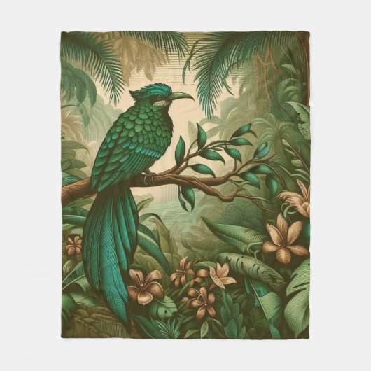 Tropische vogel in weelderig groen Oerwoud 2 Fleece Deken (Voorkant)