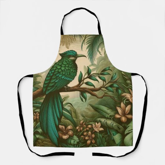 Tropische vogel in weelderig groen Oerwoud 2 Schort (Voorkant)