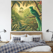 Tropische vogel in weelderig groen Oerwoud Canvas Afdruk (Insitu (Slaapkamer))