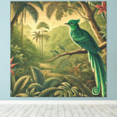 Tropische vogel in weelderig groen Oerwoud Canvas Afdruk (Insitu (Houten vloer))