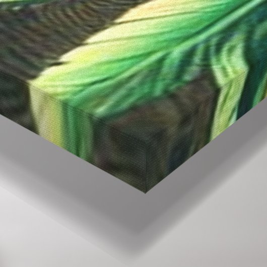 Tropische vogel in weelderig groen Oerwoud Canvas Afdruk (Hoek(Onderkant))