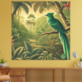 Tropische vogel in weelderig groen Oerwoud Canvas Afdruk (Insitu (Woonkamer))