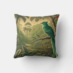 Tropische vogel in weelderige groene jungle kussen