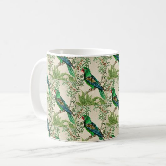 Tropische Vogel  Kunst Print met Foliage Koffiemok (Voorkant links)
