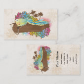 tropische vogel met banner visitekaartje (Voorkant / Achterkant)