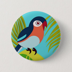 Tropische vogel ronde button 5,7 cm