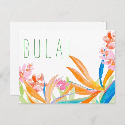 Tropische vogel van de paradijs Waterverf Bula! Fi Briefkaart (Voorkant / Achterkant)