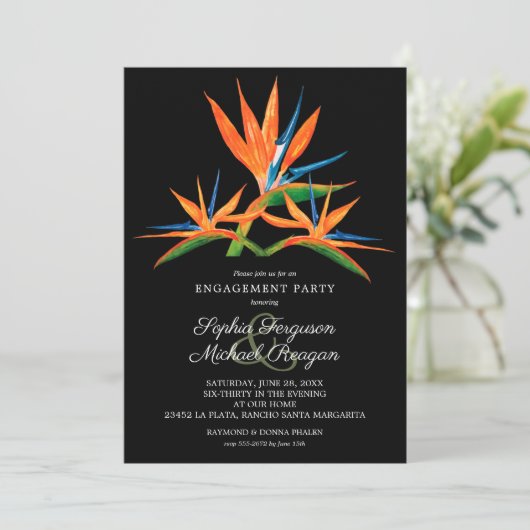 Tropische vogel van de Paradise Engagement Party Kaart (Staand voorkant)