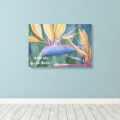 Tropische vogel van de Paradise Flowers in Waterve Canvas Afdruk (Insitu (Houten vloer))