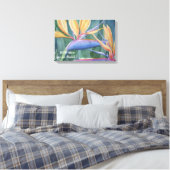 Tropische vogel van de Paradise Flowers in Waterve Canvas Afdruk (Insitu (Slaapkamer))