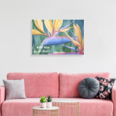 Tropische vogel van de Paradise Flowers in Waterve Canvas Afdruk (Insitu (Woonkamer))