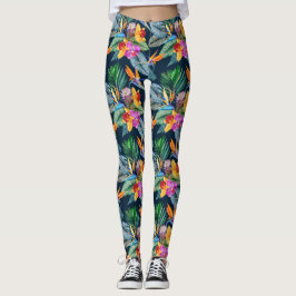 Tropische vogel van het paradijs en het orchidee leggings