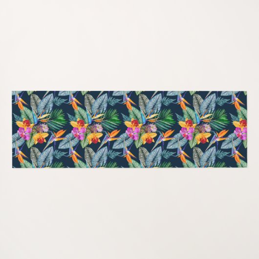 Tropische vogel van het paradijs en het orchidee yogamat (Achterkant (horizontaal))