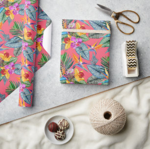 Tropische vogel van het paradijs en van de Orchide Cadeaupapier