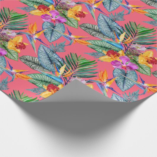 Tropische vogel van het paradijs en van de Orchide Cadeaupapier (Hoek)