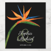 Tropische vogel van het Paradijs op zwart Wijn Etiket (Enkel label)