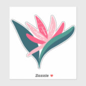 Tropische vogel van het paradijs roze bloem illust sticker (Vel)